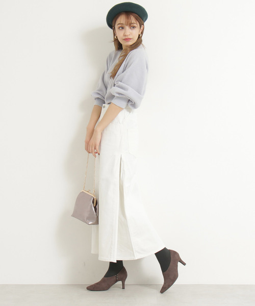 N.(N. Natural Beauty Basic)(エヌエヌナチュラルビューティーベーシック)の「◆サイドフレアデニムマキシスカート(デニムスカート・レディース・ホワイト/ベージュ/ブルー・SMALL/MEDIUM)」の6枚目の写真