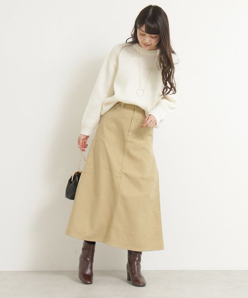N.(N. Natural Beauty Basic)(エヌエヌナチュラルビューティーベーシック)の「◆サイドフレアデニムマキシスカート(デニムスカート・レディース・ホワイト/ベージュ/ブルー・SMALL/MEDIUM)」の9枚目の写真