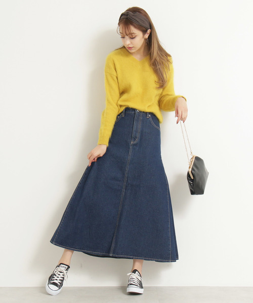 N.(N. Natural Beauty Basic)(エヌエヌナチュラルビューティーベーシック)の「◆サイドフレアデニムマキシスカート(デニムスカート・レディース・ホワイト/ベージュ/ブルー・SMALL/MEDIUM)」の10枚目の写真