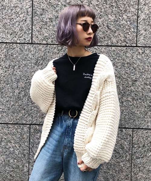 PAGEBOY（ページボーイ）の「ハンドニットケーブルカーディガン（カーディガン/ボレロ・レディース・ベージュ/オフホワイト・FREE）」の5枚目の写真