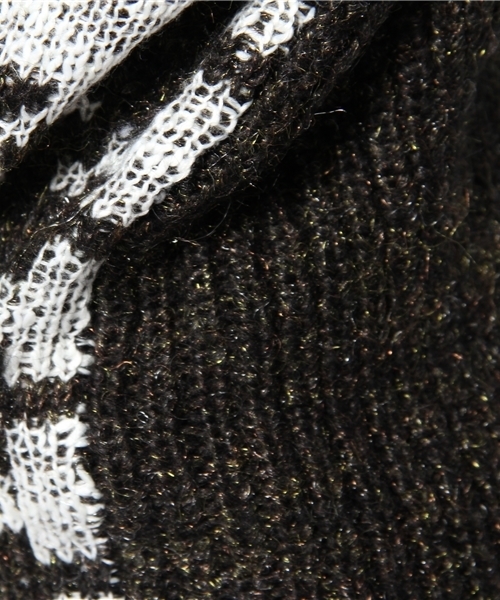 JOURNAL STANDARD（ジャーナルスタンダード）の「チドリチェック Vネックプルオーバー #（ニット/セーター・レディース・ブラックミックス/ブラウン・FREE）」の9枚目の写真