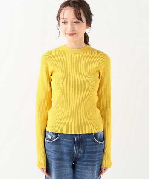 JOINT WORKS（ジョイントワークス）の「12Gリブコルセットシェイププルオーバー（ニット/セーター・レディース・ブラック/ピンク/イエロー/ブルー/モスグリーン・FREE）」の7枚目の写真