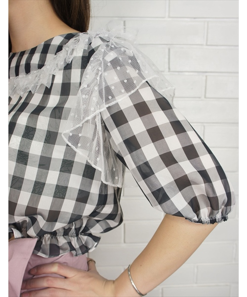 made in HEAVEN(メイドインヘブン)の「Emily top(シャツ/ブラウス・レディース・ブラック/グレー・ONE SIZE)」の7枚目の写真