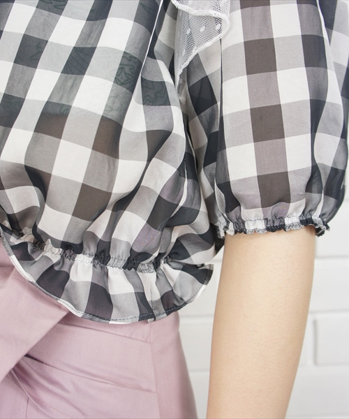 made in HEAVEN(メイドインヘブン)の「Emily top(シャツ/ブラウス・レディース・ブラック/グレー・ONE SIZE)」の8枚目の写真
