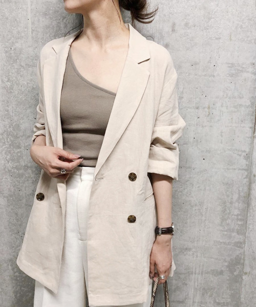 DouDou（ドゥドゥ）の「NEWカップ付ワンショルタンク（Tシャツ/カットソー・レディース・カーキ/ピンク/オフホワイト/ベージュ・FREE）」の3枚目の写真