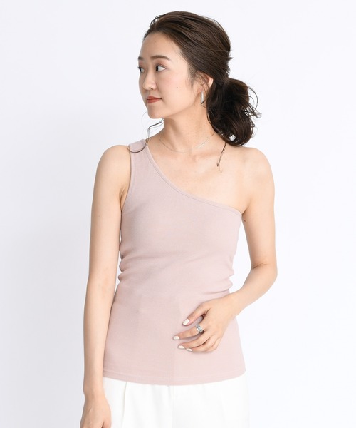 DouDou（ドゥドゥ）の「NEWカップ付ワンショルタンク（Tシャツ/カットソー・レディース・カーキ/ピンク/オフホワイト/ベージュ・FREE）」の4枚目の写真