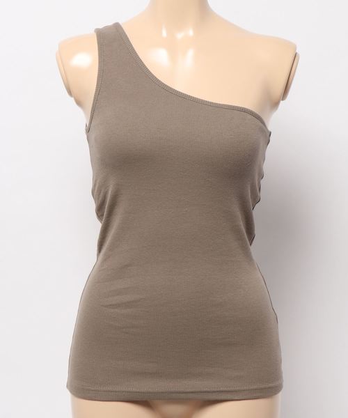 DouDou（ドゥドゥ）の「NEWカップ付ワンショルタンク（Tシャツ/カットソー・レディース・カーキ/ピンク/オフホワイト/ベージュ・FREE）」の8枚目の写真