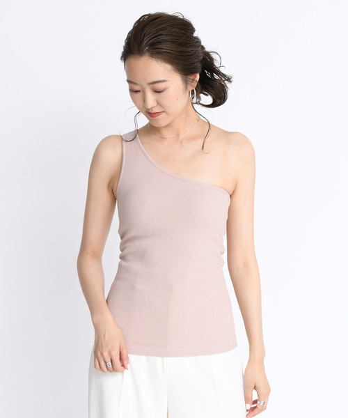 DouDou（ドゥドゥ）の「NEWカップ付ワンショルタンク（Tシャツ/カットソー・レディース・カーキ/ピンク/オフホワイト/ベージュ・FREE）」の13枚目の写真