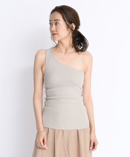 DouDou（ドゥドゥ）の「NEWカップ付ワンショルタンク（Tシャツ/カットソー・レディース・カーキ/ピンク/オフホワイト/ベージュ・FREE）」の7枚目の写真