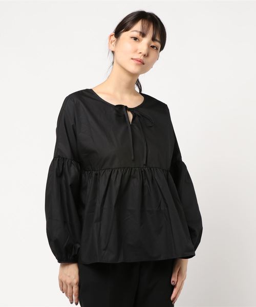 KOBE LETTUCE（コウベレタス）の「前後2WAYリボンギャザーバルーン袖ブラウス（シャツ/ブラウス・レディース・ブラック/ベージュ/ブラウン/オフホワイト・FREE）」の3枚目の写真