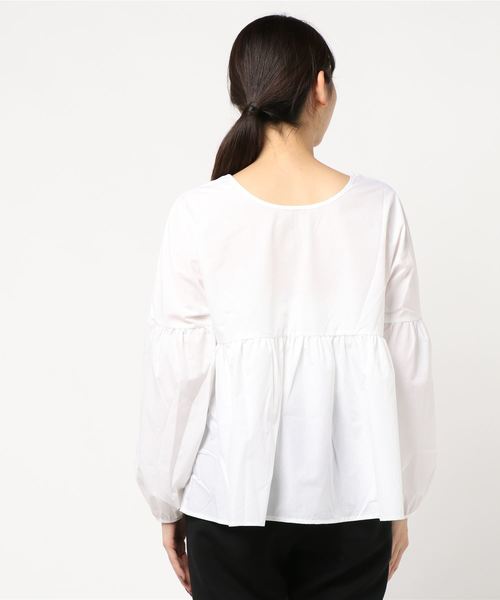 KOBE LETTUCE（コウベレタス）の「前後2WAYリボンギャザーバルーン袖ブラウス（シャツ/ブラウス・レディース・ブラック/ベージュ/ブラウン/オフホワイト・FREE）」の6枚目の写真