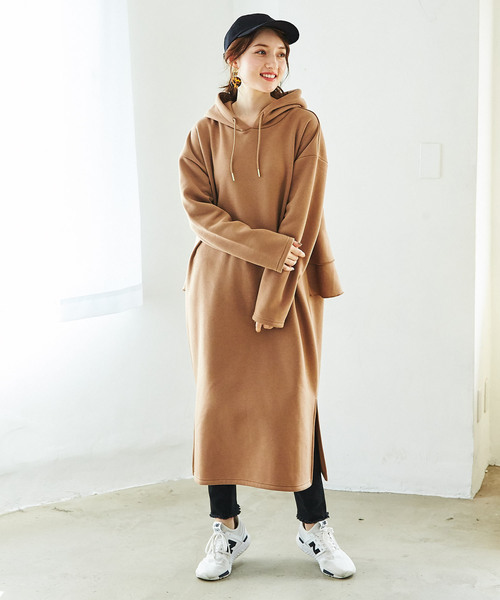 GeeRA(ジーラ)の「裏起毛バックフリルパーカーワンピース(ワンピース・レディース・モカ/ブラック・X-LARGE/MEDIUM/LARGE)」の6枚目の写真