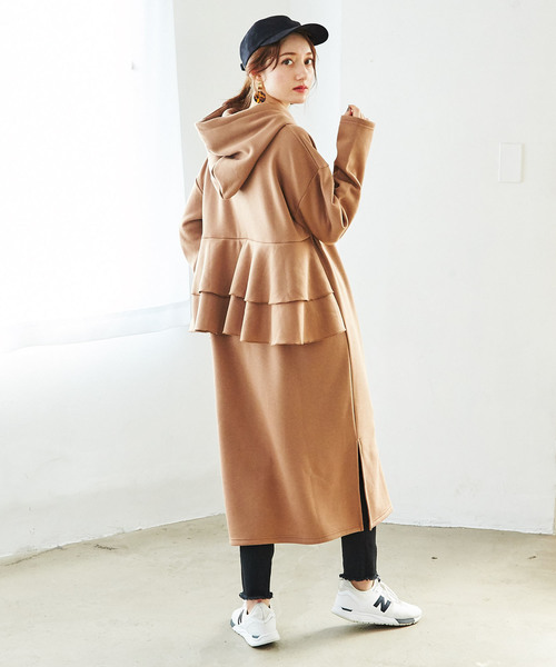 GeeRA(ジーラ)の「裏起毛バックフリルパーカーワンピース(ワンピース・レディース・モカ/ブラック・X-LARGE/MEDIUM/LARGE)」の8枚目の写真
