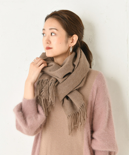DouDou(ドゥドゥ)の「ウール無地ストール(ストール/ショール・レディース・ベージュ/ブラウン/ダークグレー・FREE)」の6枚目の写真
