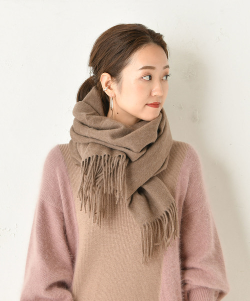 DouDou(ドゥドゥ)の「ウール無地ストール(ストール/ショール・レディース・ベージュ/ブラウン/ダークグレー・FREE)」の7枚目の写真