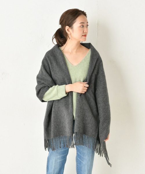 DouDou(ドゥドゥ)の「ウール無地ストール(ストール/ショール・レディース・ベージュ/ブラウン/ダークグレー・FREE)」の11枚目の写真