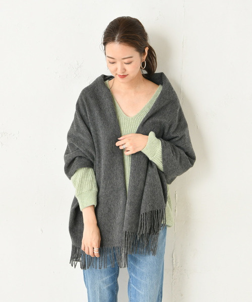 DouDou(ドゥドゥ)の「ウール無地ストール(ストール/ショール・レディース・ベージュ/ブラウン/ダークグレー・FREE)」の12枚目の写真