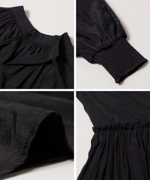 coca（coca）（コカ）の「スタンドカラー切り替えバルーンスリーブブラウス（シャツ/ブラウス・レディース・ピンク系その他/ブラック・ONE SIZE）」の15枚目の写真