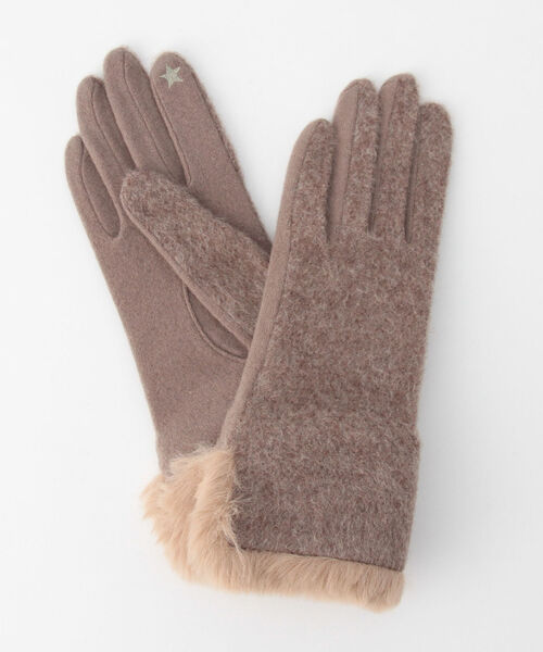 NOLLEY’S（ノーリーズ）の「【VINCENT PRADIER/ヴィンセントプラディエ】インエコファーカットグローブ（手袋・レディース・ベージュ/グレー・FREE）」の2枚目の写真