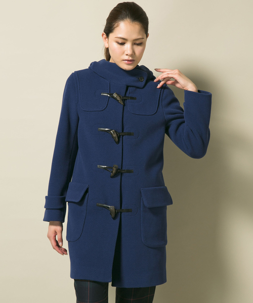 日本製　INED　ヘリンボーンダッフルコート　ブルー　青　15号XL　レディース 日本製 INED ヘリンボーンダッフルコート ブルー 青 15号XL レディース