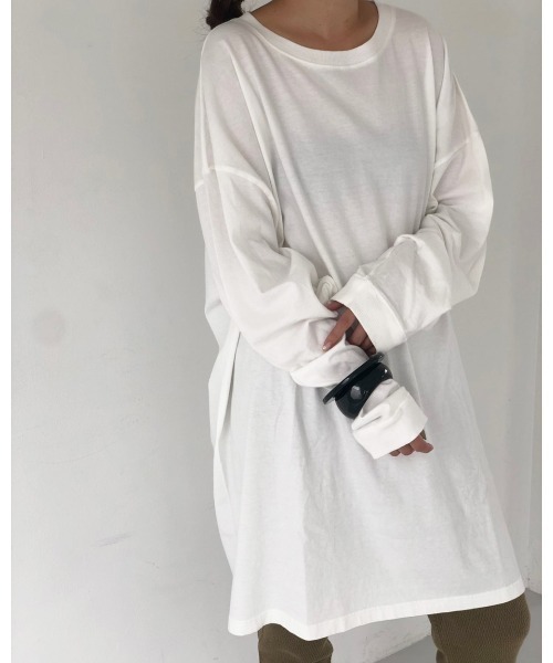 TODAYFUL（トゥデイフル）の「BigロングロンT（Tシャツ/カットソー・レディース・ホワイト/ブラック・FREE）」の2枚目の写真