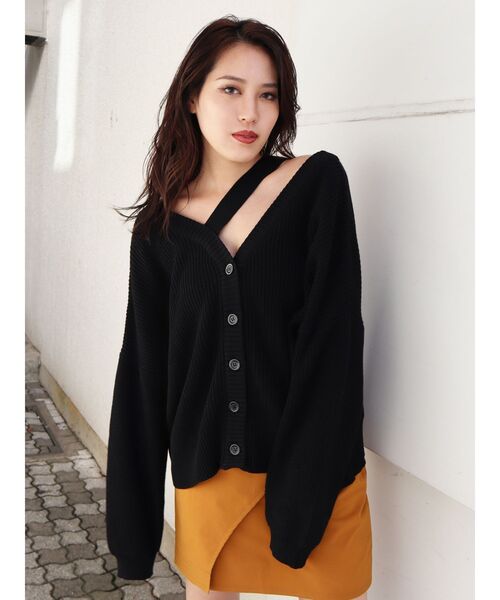 EMODA（エモダ）の「ネックストラップ2WAYカーデ（カーディガン/ボレロ・レディース・ホワイト/ブラック/ベージュ/ライム・FREE）」の3枚目の写真