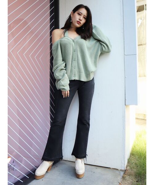 EMODA（エモダ）の「ネックストラップ2WAYカーデ（カーディガン/ボレロ・レディース・ホワイト/ブラック/ベージュ/ライム・FREE）」の13枚目の写真