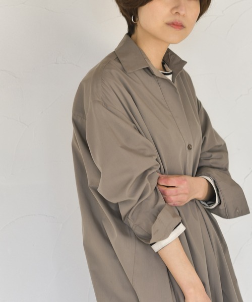 長袖スキッパーテントワンピース