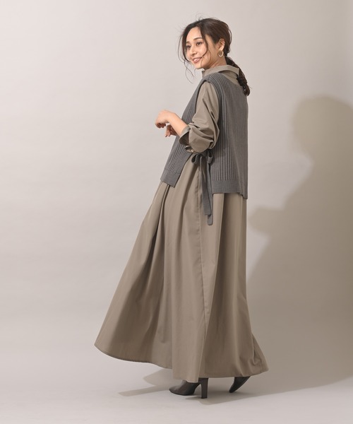 長袖スキッパーテントワンピース