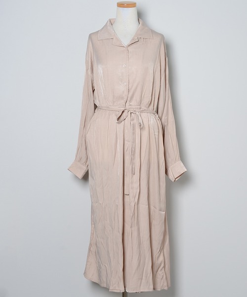 セール 紐ベルト付きオープンカラーシャツワンピース ワンピース Shopnikoniko ショップニコニコ のファッション通販 Zozotown