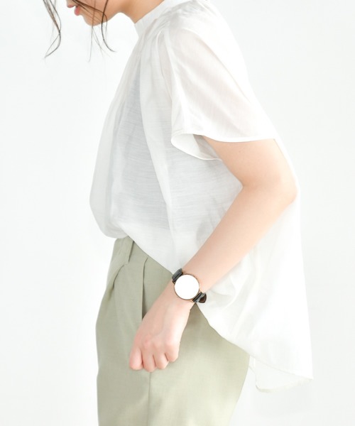 Ambre Neige（アンブルネージュ）の「ギャザーブラウス／【WEB/EC限定商品】（シャツ/ブラウス・レディース・パープル/ホワイト/グリーン・FREE）」の4枚目の写真