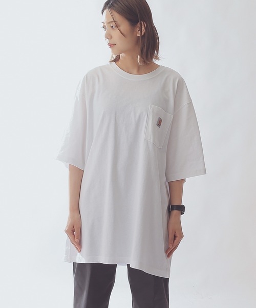 Carhartt(カーハート)の「Carhartt カーハート CRHTT87 S/S ポケット付き クルーネック Tシャツ(Tシャツ/カットソー・メンズ・ホワイト/チャコールグレー/ブラック/ダークブラウン/オレンジ/ブルー/タン/グリーン/グレー/ネイビー/マルーン/ブルー系その他/グリーン系その他/オレンジ系その他/ブルー系その他2・S/M/L/XL)」の2枚目の写真