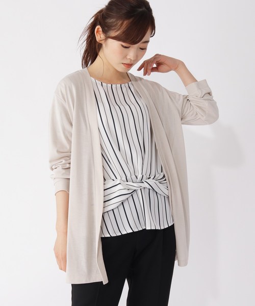 grove（グローブ）の「カーディガン×ウエストマークブラウスセット（その他トップス・レディース・ブラック/ダークグリーン/マスタード/ナチュラル・02/03）」の2枚目の写真