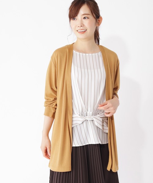 grove（グローブ）の「カーディガン×ウエストマークブラウスセット（その他トップス・レディース・ブラック/ダークグリーン/マスタード/ナチュラル・02/03）」の4枚目の写真