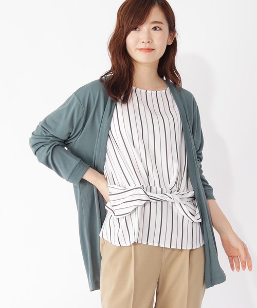 grove（グローブ）の「カーディガン×ウエストマークブラウスセット（その他トップス・レディース・ブラック/ダークグリーン/マスタード/ナチュラル・02/03）」の3枚目の写真