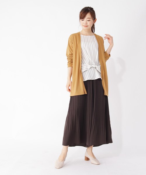 grove（グローブ）の「カーディガン×ウエストマークブラウスセット（その他トップス・レディース・ブラック/ダークグリーン/マスタード/ナチュラル・02/03）」の11枚目の写真