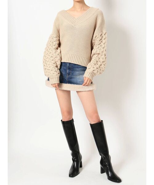 GYDA（ジェイダ）の「boa material switchingデニムスカートライクショーパン（デニムスカート・レディース・ブラック/ブルー・SMALL/MEDIUM）」の7枚目の写真