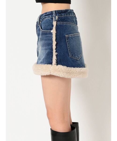 GYDA（ジェイダ）の「boa material switchingデニムスカートライクショーパン（デニムスカート・レディース・ブラック/ブルー・SMALL/MEDIUM）」の21枚目の写真