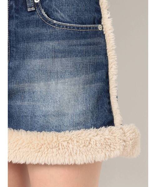 GYDA（ジェイダ）の「boa material switchingデニムスカートライクショーパン（デニムスカート・レディース・ブラック/ブルー・SMALL/MEDIUM）」の16枚目の写真