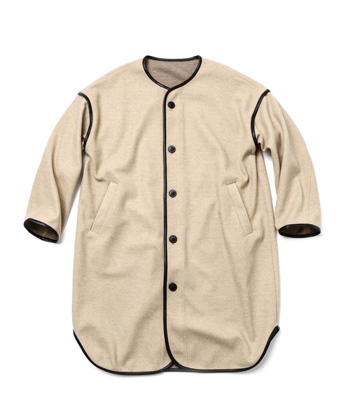 slowmelly(スローメリー)の「【WEARISTA てら】パイピングライトアウター(ノーカラージャケット・レディース・ブラック/ベージュ・FREE)」の16枚目の写真