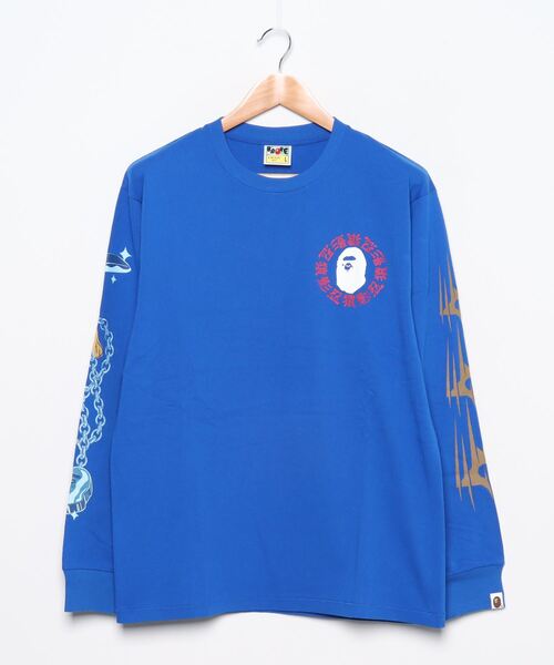 アベイシングエイプ　シャーク　ロングtシャツ BAPE シャーク ロンT ロングスリーブ Tシャツ ブラック (A BATHING APE
