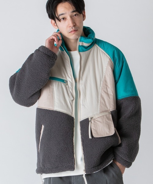 rehacer(レアセル)の「rehacer : Over Size Joint Boa Jacket /オーバーサイズ ジョイント ボアジャケット(ブルゾン・メンズ・オレンジ/グリーン・MEDIUM/LARGE/X-LARGE)」の10枚目の写真