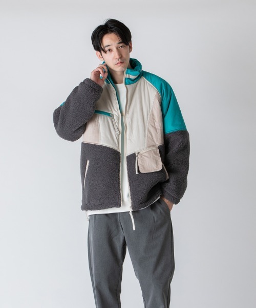 rehacer(レアセル)の「rehacer : Over Size Joint Boa Jacket /オーバーサイズ ジョイント ボアジャケット(ブルゾン・メンズ・オレンジ/グリーン・MEDIUM/LARGE/X-LARGE)」の11枚目の写真