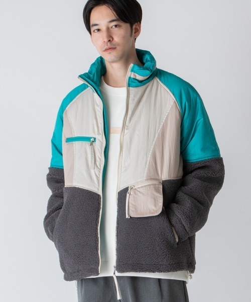 rehacer(レアセル)の「rehacer : Over Size Joint Boa Jacket /オーバーサイズ ジョイント ボアジャケット(ブルゾン・メンズ・オレンジ/グリーン・MEDIUM/LARGE/X-LARGE)」の12枚目の写真