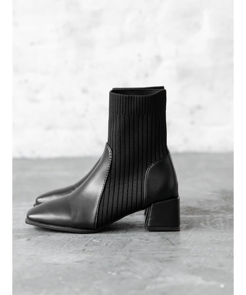 amel（エイメル）の「スクエアトゥソックスブーツ（ブーツ・レディース・ブラック・23.5cm/24.5cm/23.0cm/24.0cm）」の8枚目の写真
