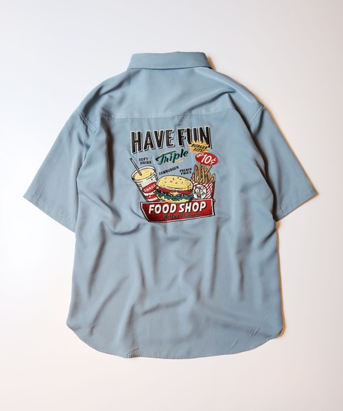 POWER TO THE PEOPLE(パワートゥーザピープル)の「POWER TO THE PEOPLE 刺繍開襟シャツオープンカラーシャツ(シャツ/ブラウス・メンズ・パープル/アイボリー/ピンク/ブルー/ダークブルー/マルチ・L/M/LL)」の13枚目の写真