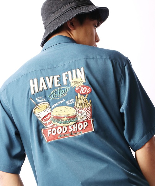 POWER TO THE PEOPLE(パワートゥーザピープル)の「POWER TO THE PEOPLE 刺繍開襟シャツオープンカラーシャツ(シャツ/ブラウス・メンズ・パープル/アイボリー/ピンク/ブルー/ダークブルー/マルチ・L/M/LL)」の21枚目の写真