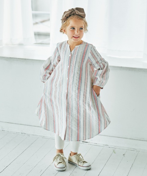 セール ストライプ長袖ワンピース ワンピース Branshes ブランシェス のファッション通販 Zozotown