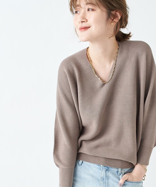 RIVE DROITE(リヴドロワ)の「ON/OFF兼用ニット ギマコットンバックボリュームニット(ニット/セーター・レディース・ホワイト/サックスブルー/モカ/ホワイト系その他・FREE)」の4枚目の写真