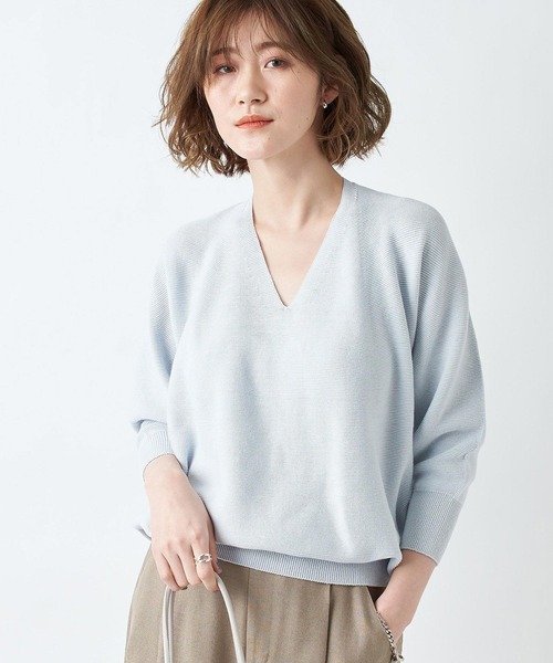 RIVE DROITE(リヴドロワ)の「ON/OFF兼用ニット ギマコットンバックボリュームニット(ニット/セーター・レディース・ホワイト/サックスブルー/モカ/ホワイト系その他・FREE)」の9枚目の写真